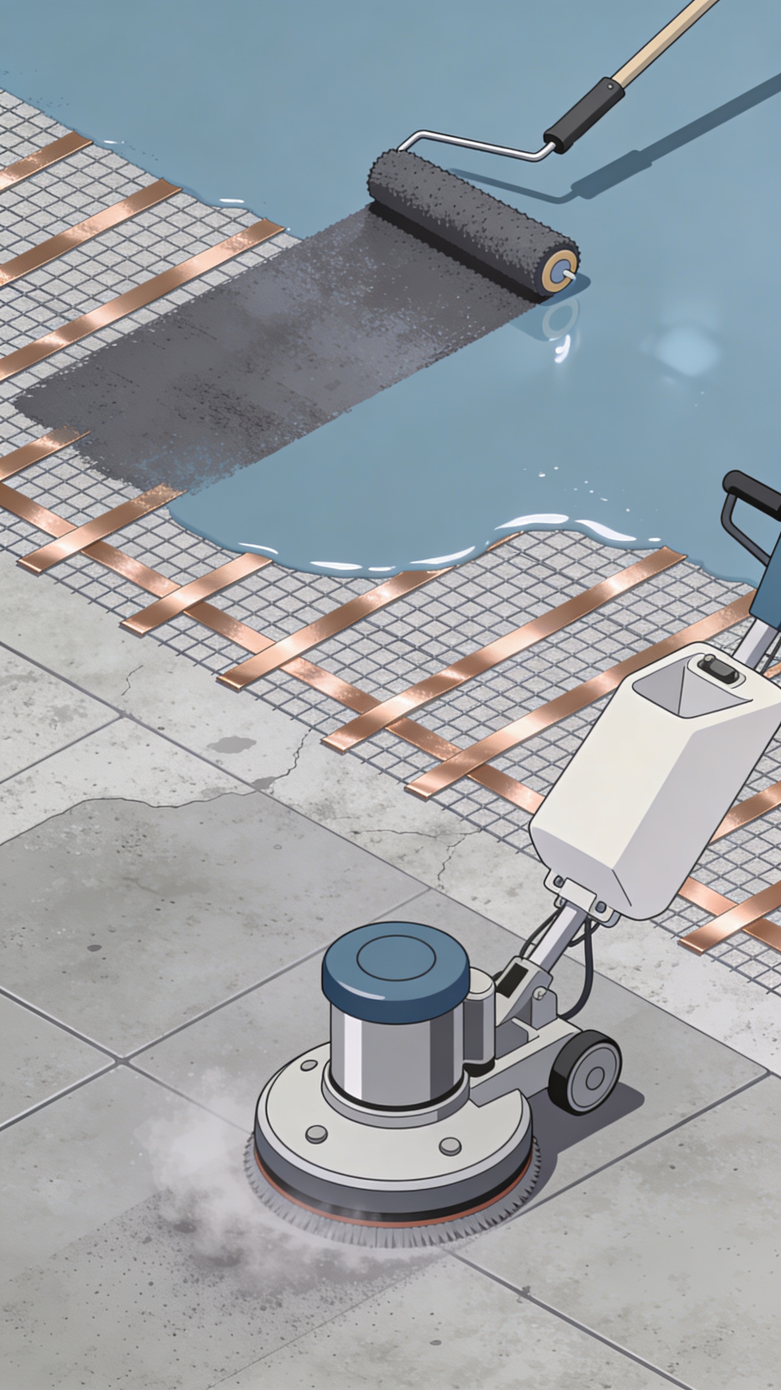 Схема устройства антистатического полимерного пола